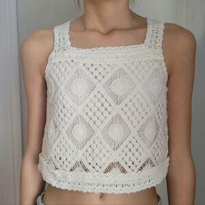 Zara White Crochet Crop Top Sz 13-14
